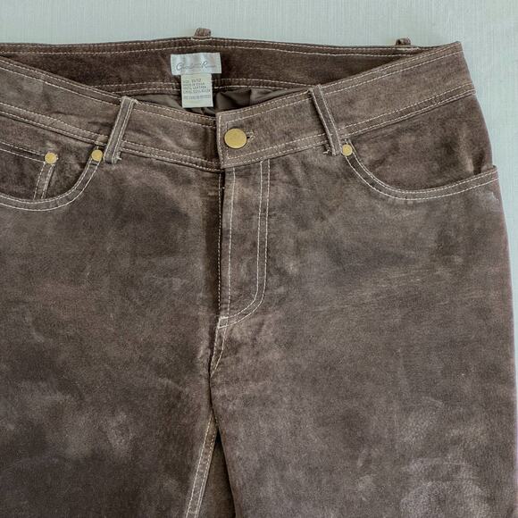 CHARLOTTE RUSSE Suede Leather Flare Leg Pants Women's Size 11/12 Dark Brown - Picture 5 of 14